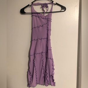 Slim fitting seam showing purple designer dress